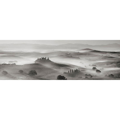 Val dOrcia panorama- Siena- Tuscany (BW) Black Modern Wood Framed Art Print with Double Matting by Krahmer, Frank