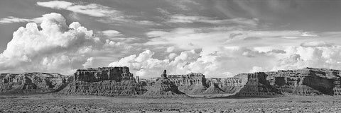 Valley Of The Gods- Utah- USA (BW) White Modern Wood Framed Art Print with Double Matting by Krahmer, Frank