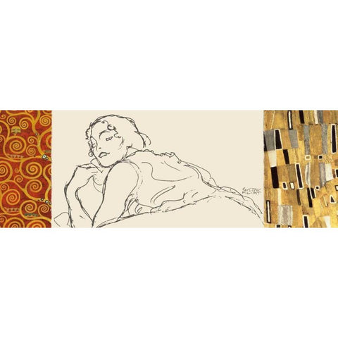 Deco Woman II Black Modern Wood Framed Art Print with Double Matting by Klimt, Gustav