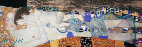 The Three Ages of Woman White Modern Wood Framed Art Print with Double Matting by Klimt, Gustav