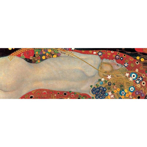 Sea Serpents I Black Modern Wood Framed Art Print by Klimt, Gustav