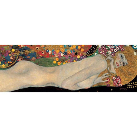 Sea Serpents II Gold Ornate Wood Framed Art Print with Double Matting by Klimt, Gustav