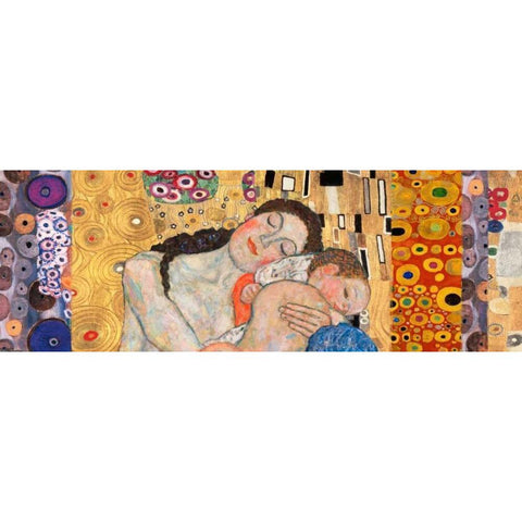 Deco Panel-Death and Life White Modern Wood Framed Art Print by Klimt, Gustav