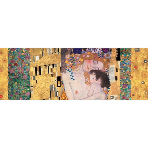 Deco Panel-The Three Ages of Woman White Modern Wood Framed Art Print by Klimt, Gustav