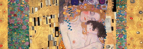 Deco Panel-The Three Ages of Woman White Modern Wood Framed Art Print with Double Matting by Klimt, Gustav