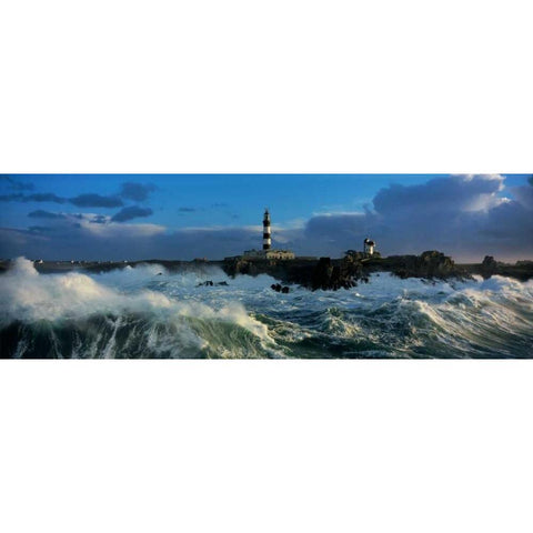 Phare du Creac h lors d une tempete Black Modern Wood Framed Art Print with Double Matting by Guichard, Jean