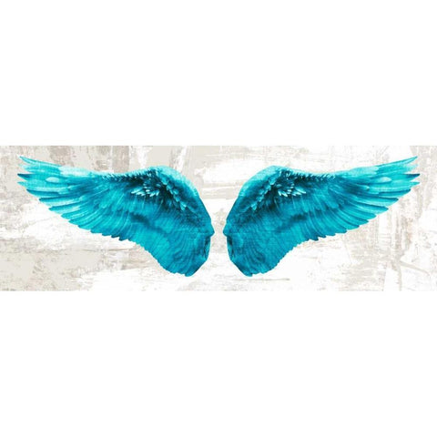 Angel Wings (Aqua) White Modern Wood Framed Art Print by Joannoo