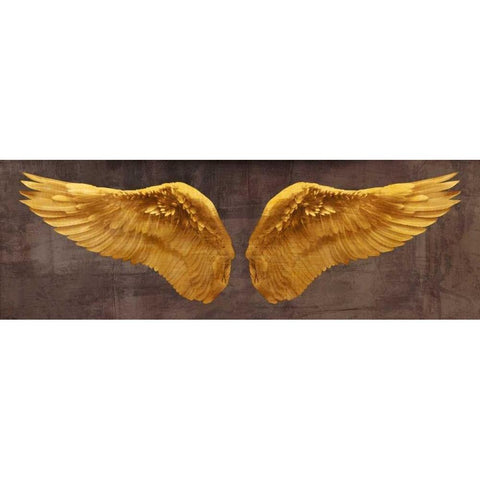 Angel Wings (Gold I) Black Modern Wood Framed Art Print with Double Matting by Joannoo