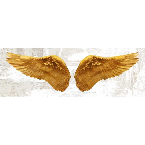 Angel Wings (Gold II) Gold Ornate Wood Framed Art Print with Double Matting by Joannoo