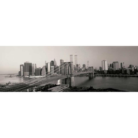 Brooklyn Bridge and Manhattan at Sunrise Black Modern Wood Framed Art Print by Sohm, Joseph
