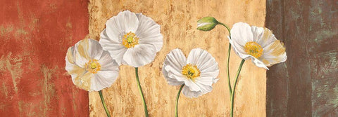 Poppies on Smooth Background White Modern Wood Framed Art Print with Double Matting by Jenny, Thomlinson