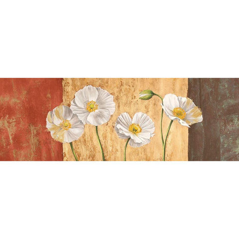 Poppies on Smooth Background White Modern Wood Framed Art Print by Jenny, Thomlinson