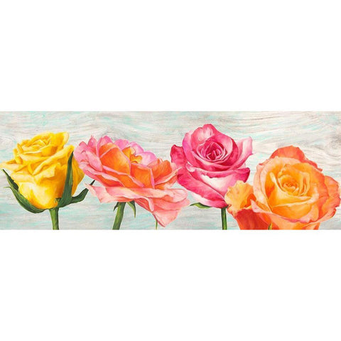 Funky Roses White Modern Wood Framed Art Print by Jenny, Thomlinson