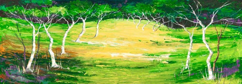 Foresta verde White Modern Wood Framed Art Print with Double Matting by Lucas