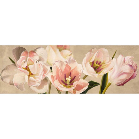 White Flowers Gold Ornate Wood Framed Art Print with Double Matting by Villa, Luca