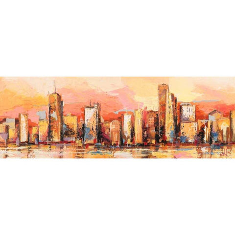 Metropolis I White Modern Wood Framed Art Print by Florio, Luigi