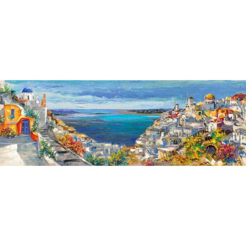 Santorini Black Modern Wood Framed Art Print with Double Matting by Florio, Luigi
