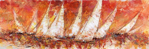 Regata al tramonto White Modern Wood Framed Art Print with Double Matting by Florio, Luigi