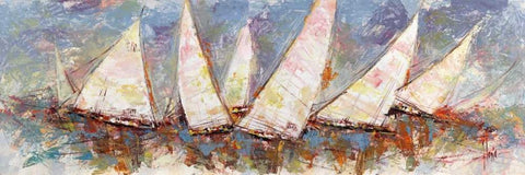Regata al mattino White Modern Wood Framed Art Print with Double Matting by Florio, Luigi