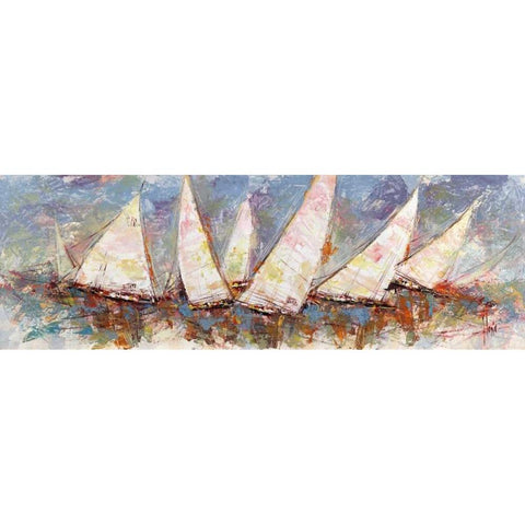 Regata al mattino White Modern Wood Framed Art Print by Florio, Luigi
