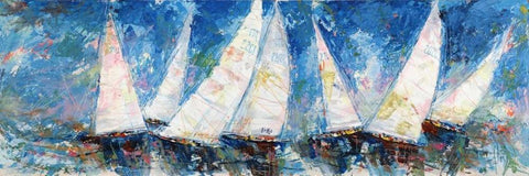 Regata verso sera Black Ornate Wood Framed Art Print with Double Matting by Florio, Luigi