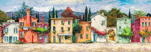 Paese italiano White Modern Wood Framed Art Print with Double Matting by Luigi, Florio