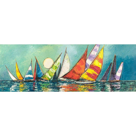 Regata al chiar di Luna I Gold Ornate Wood Framed Art Print with Double Matting by Florio, Luigi