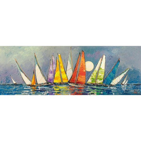 Regata al chiar di Luna II White Modern Wood Framed Art Print by Florio, Luigi