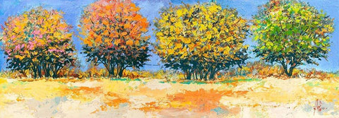 Alberi in estate White Modern Wood Framed Art Print with Double Matting by Florio, Luigi