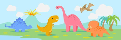 Lil Dinos White Modern Wood Framed Art Print with Double Matting by MalÃ¬a, Rodrigues