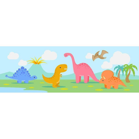 Lil Dinos White Modern Wood Framed Art Print by MalÃ¬a, Rodrigues