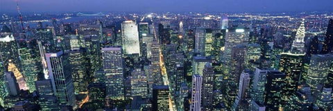 Fifth avenue and Midtown Manhattan, NYC (detail) White Modern Wood Framed Art Print with Double Matting by Setboun, Michel