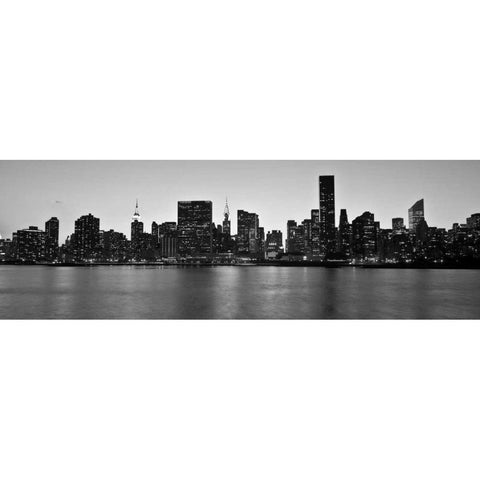 Midtown Manhattan skyline, NYC Black Modern Wood Framed Art Print with Double Matting by Setboun, Michel