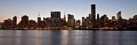 Midtown Manhattan skyline, NYC Black Ornate Wood Framed Art Print with Double Matting by Setboun, Michel