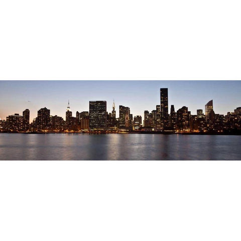 Midtown Manhattan skyline, NYC Black Modern Wood Framed Art Print with Double Matting by Setboun, Michel