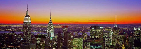 Midtown Manhattan at Sunset NYC Black Ornate Wood Framed Art Print with Double Matting by Berenholtz, Richard