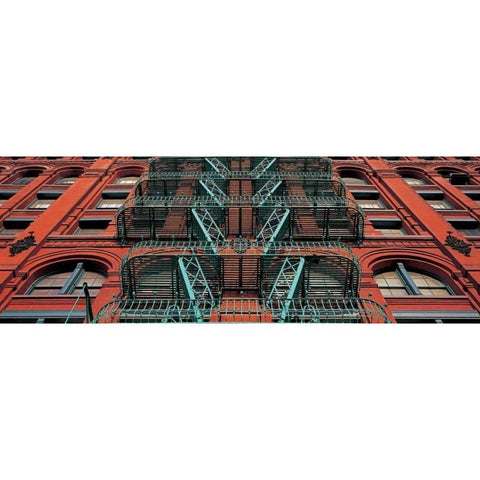The Puck Building Facade Soho NYC Black Modern Wood Framed Art Print with Double Matting by Berenholtz, Richard