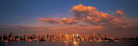 Midtown Manhattan Skyline NYC White Modern Wood Framed Art Print with Double Matting by Berenholtz, Richard