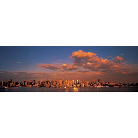 Midtown Manhattan Skyline NYC Black Modern Wood Framed Art Print with Double Matting by Berenholtz, Richard