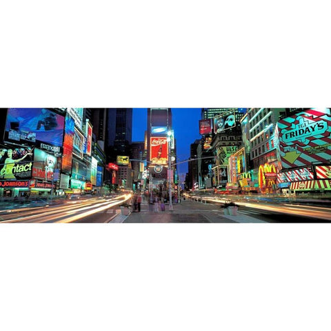 Times Square facing North NYC Black Modern Wood Framed Art Print with Double Matting by Berenholtz, Richard