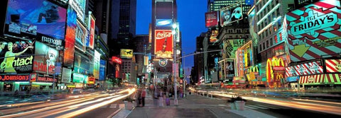 Times Square facing North NYC White Modern Wood Framed Art Print with Double Matting by Berenholtz, Richard