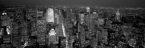 Midtown Manhattan at Night White Modern Wood Framed Art Print with Double Matting by Berenholtz, Richard