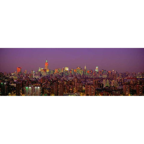 Manhattan at Night Black Modern Wood Framed Art Print by Berenholtz, Richard