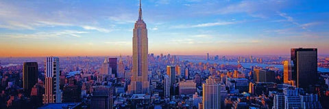 Midtown Manhattan White Modern Wood Framed Art Print with Double Matting by Berenholtz, Richard