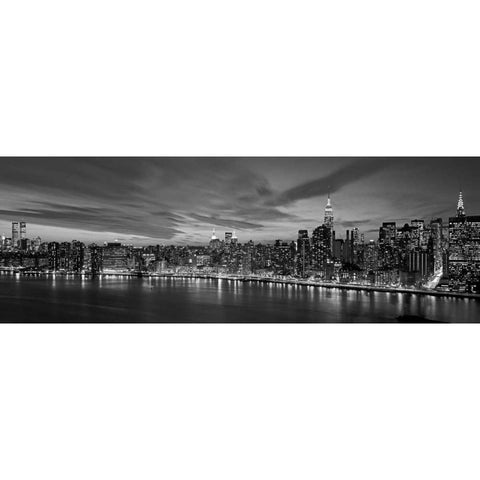 Manhattan Dusk Black Modern Wood Framed Art Print with Double Matting by Berenholtz, Richard