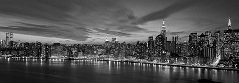 Manhattan Dusk Black Ornate Wood Framed Art Print with Double Matting by Berenholtz, Richard