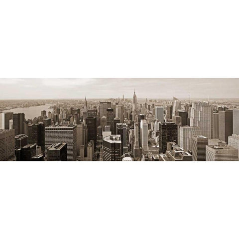 Manhattan Looking South Black Modern Wood Framed Art Print with Double Matting by Berenholtz, Richard