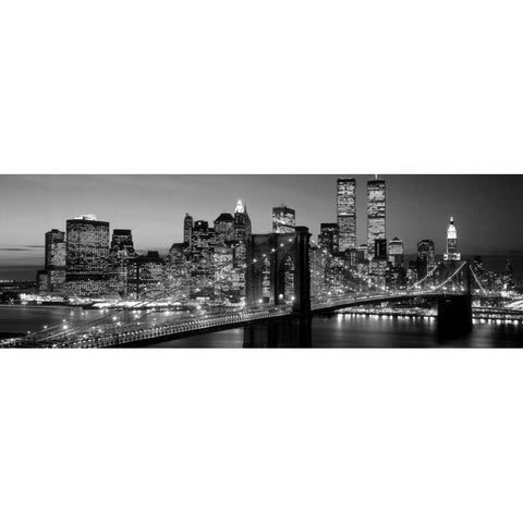 Brooklyn Bridge to Manhattan Black Modern Wood Framed Art Print by Berenholtz, Richard
