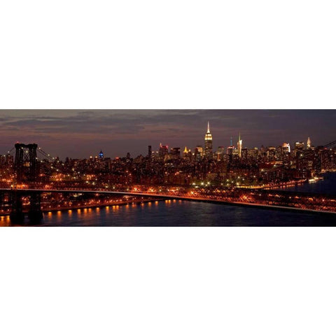 Midtown Manhattan and Williamsburg Bridge White Modern Wood Framed Art Print by Berenholtz, Richard