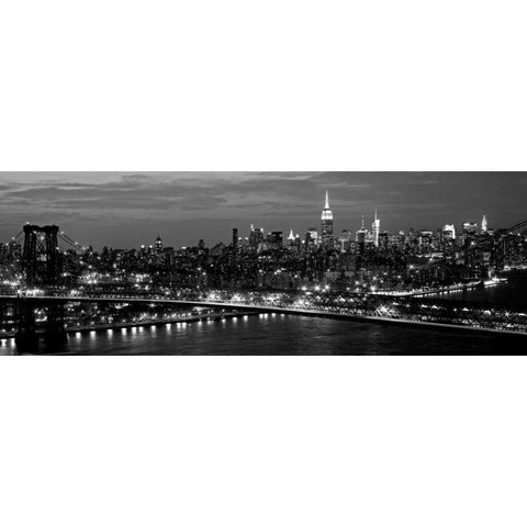 Midtown Manhattan and Williamsburg Bridge Black Modern Wood Framed Art Print by Berenholtz, Richard